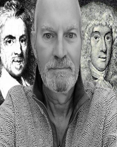 Portraits of the three Compleat Angler authors: Izaak Walton, Charles Cotton & Colin M Jarman