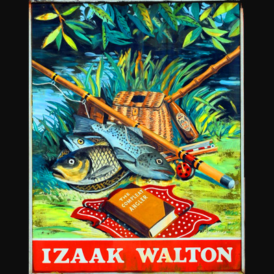 Izaak Walton pub sign in East Meon, Hampshire, UK