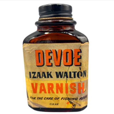 Izaak-Walton-Devoe-fishing-fly-rod-varnish-bottle-Compleat-angler